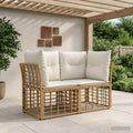 Outdoor-Lounge 2 pcs Natürlich und Cremweiß Poly-Rattan