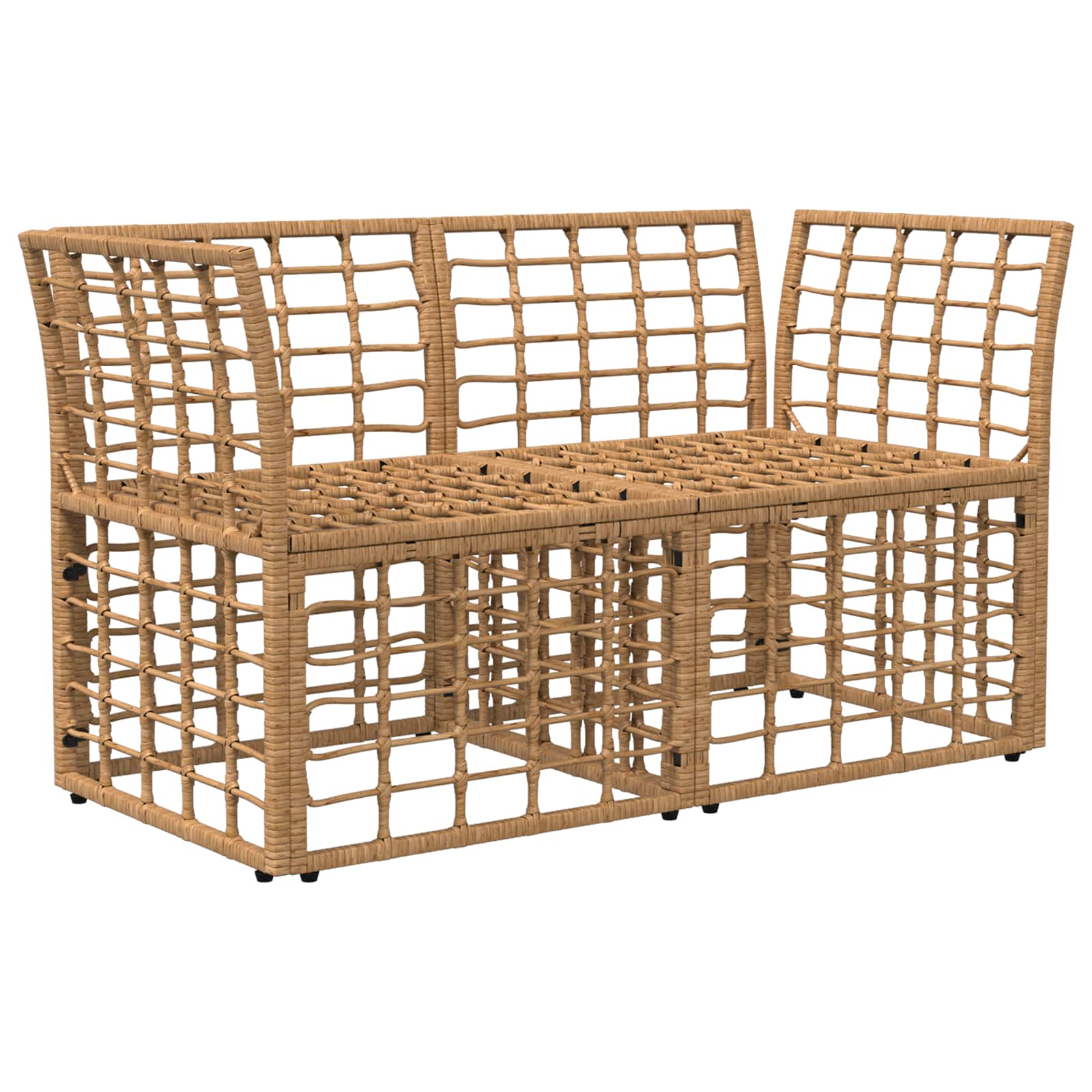 Outdoor-Lounge 2 pcs Natürlich und Cremweiß Poly-Rattan