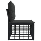 Modulares Outdoor-Sofa ohne Armlehnen Schwarz Poly-Rattan