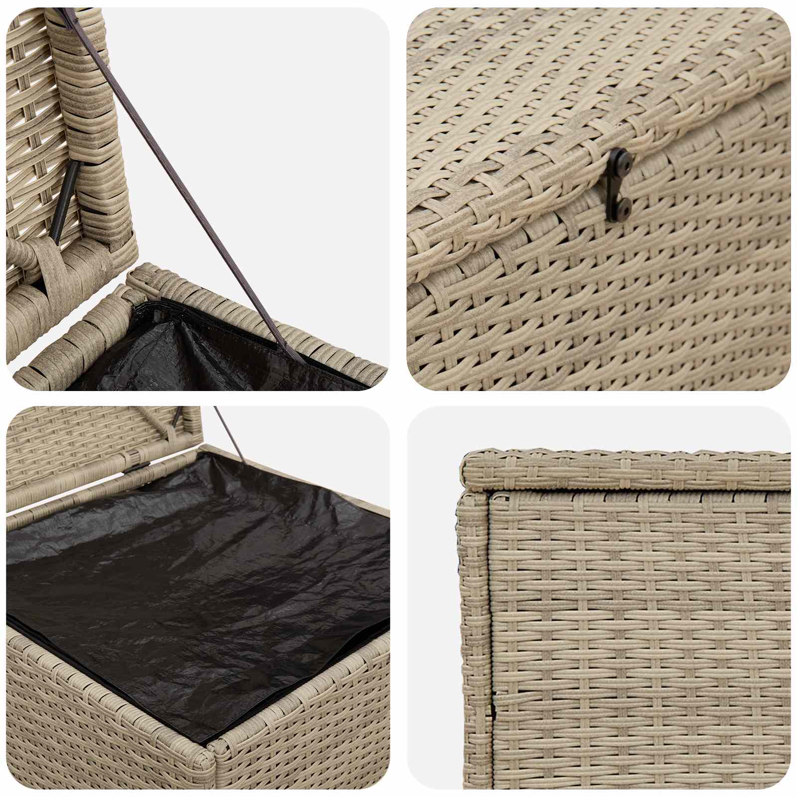 Kissenbox Hellgrau 55 x 55 x 69 cm Poly-Rattan