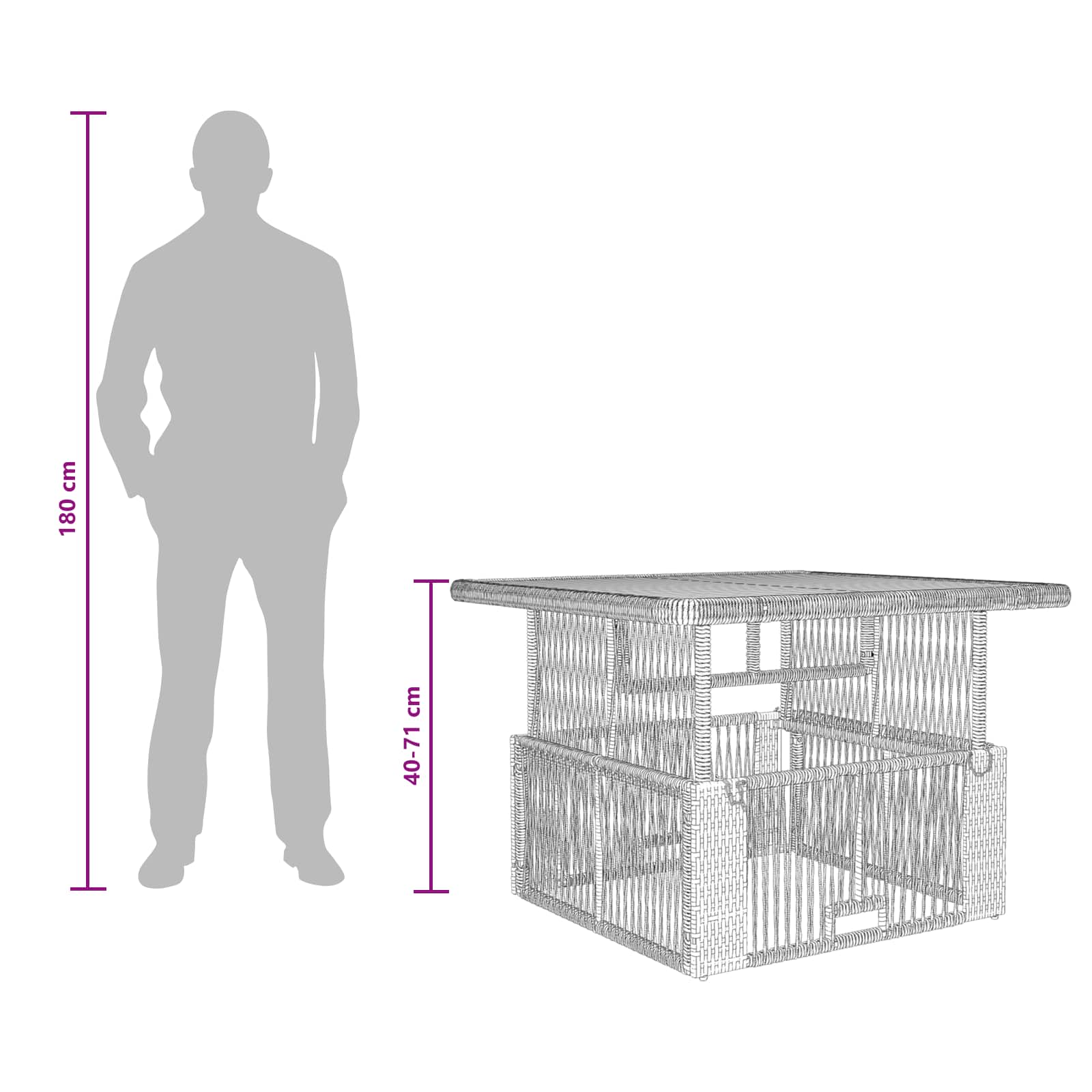 Garten Essgruppe 3 pcs Grau und Dunkelgrau Poly-Rattan