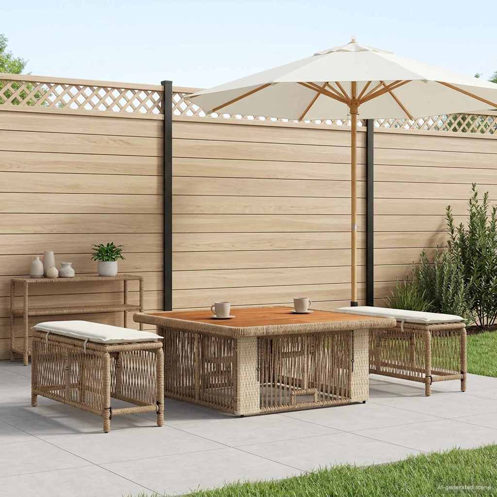 Garten Essgruppe mit Kissen 3 pcs Beige und Creme Poly-Rattan