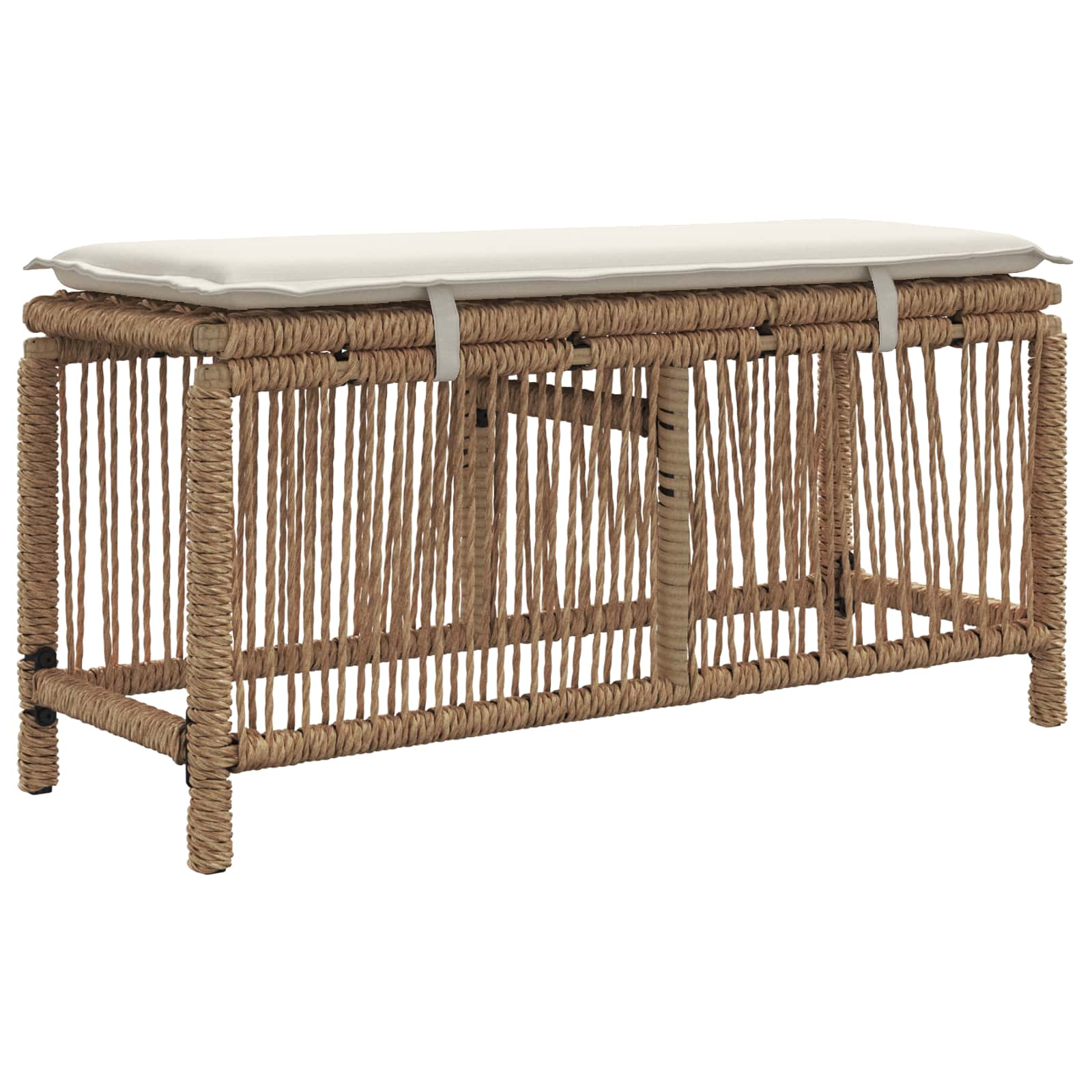 Garten Essgruppe mit Kissen 3 pcs Beige und Creme Poly-Rattan