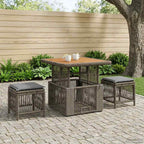 Garten Essgruppe 3 pcs Grau und Dunkelgrau Poly-Rattan