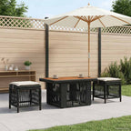 Garten Essgruppe mit Kissen 3 pcs Schwarz und Creme Poly-Rattan