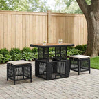 Garten Essgruppe mit Kissen 3 pcs Schwarz und Creme Poly-Rattan