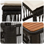 Garten Essgruppe mit Kissen 4 pcs Schwarz und Creme Poly-Rattan