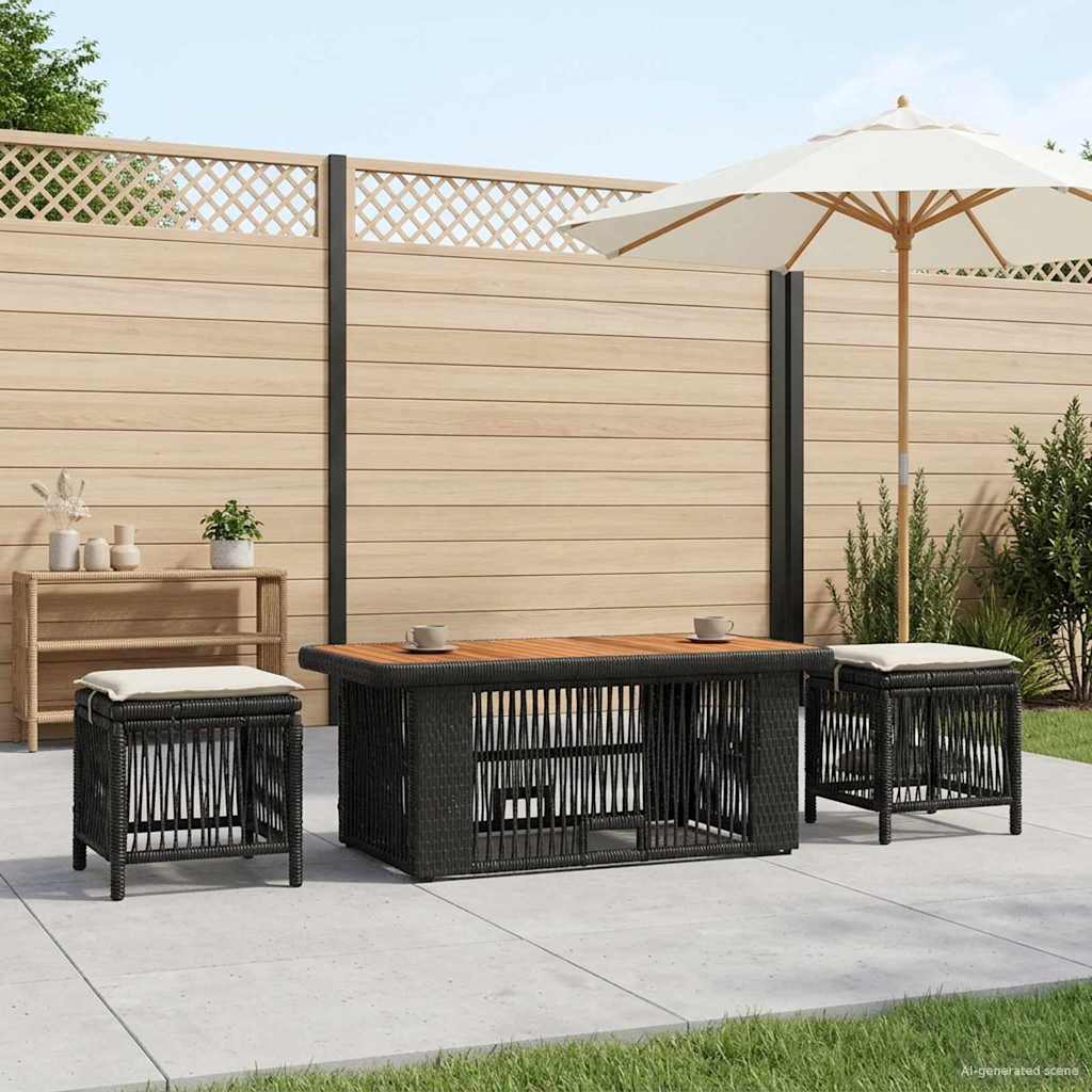 Garten Essgruppe mit Kissen 4 pcs Schwarz und Creme Poly-Rattan