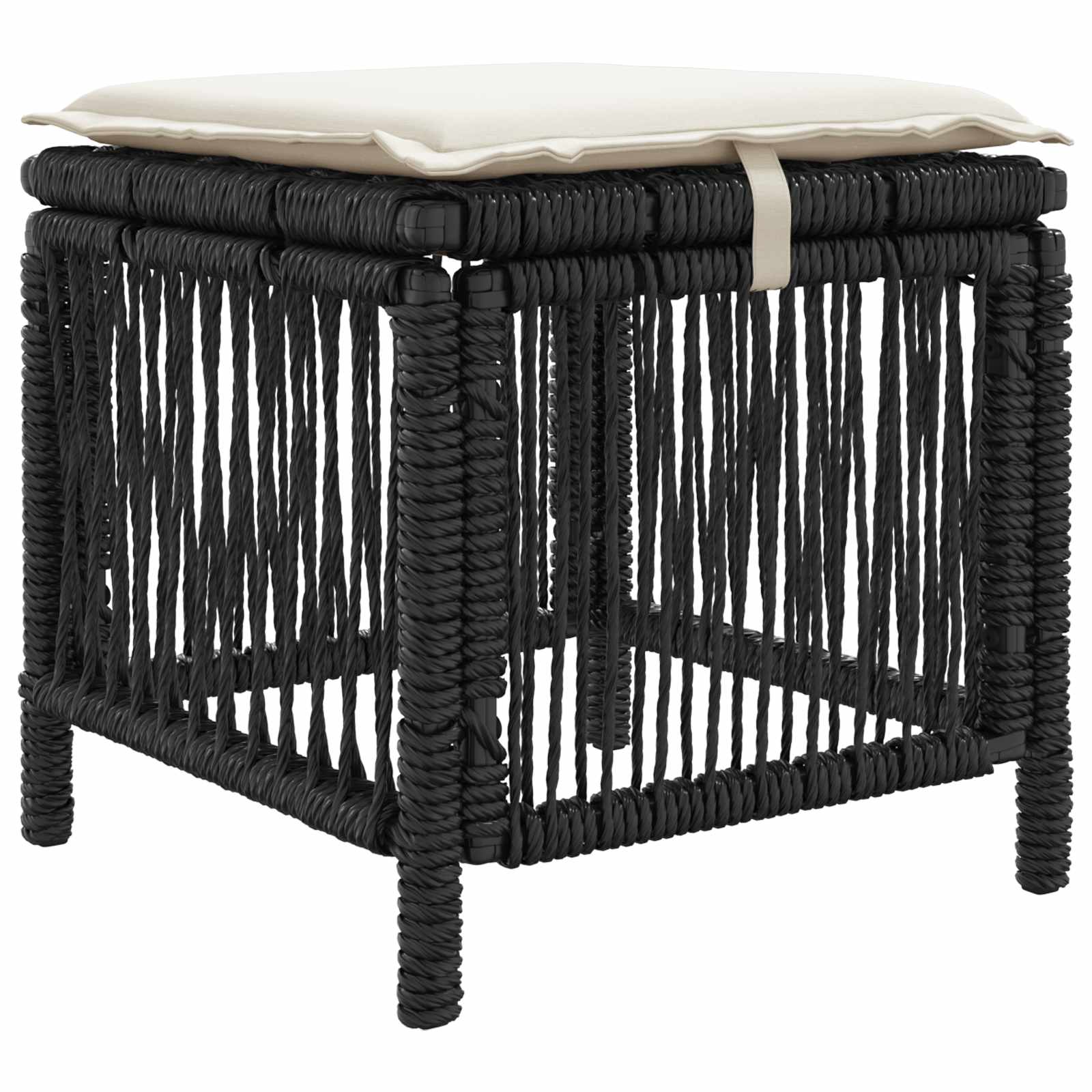 Garten Essgruppe mit Kissen 4 pcs Schwarz und Creme Poly-Rattan