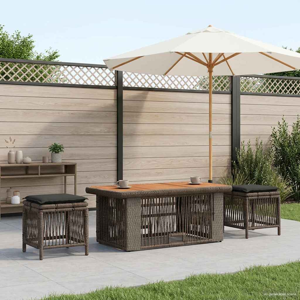 Garten Essgruppe 4 pcs Grau und Dunkelgrau Poly-Rattan
