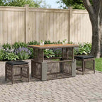 Garten Essgruppe 4 pcs Grau und Dunkelgrau Poly-Rattan