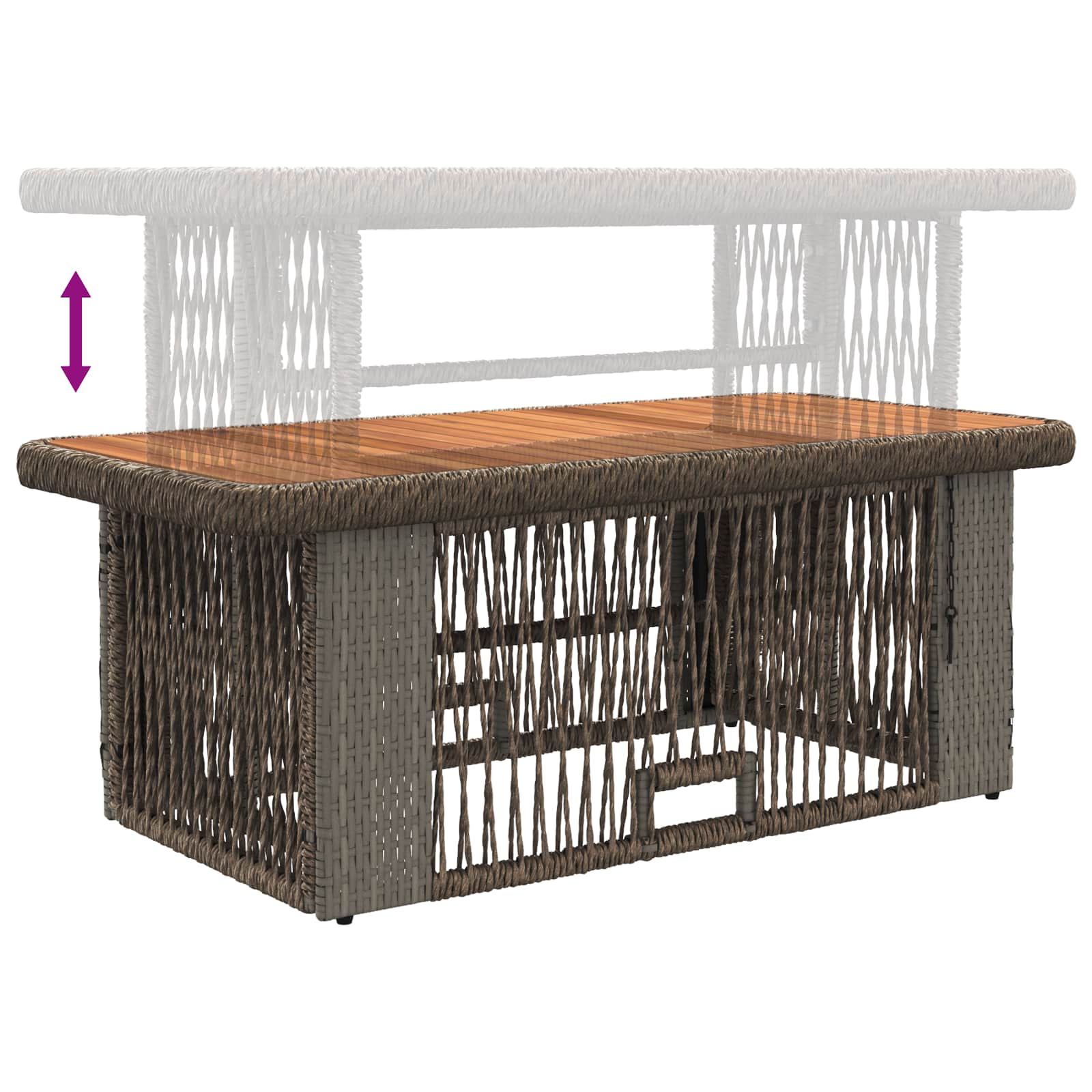 Garten Essgruppe 4 pcs Grau und Dunkelgrau Poly-Rattan