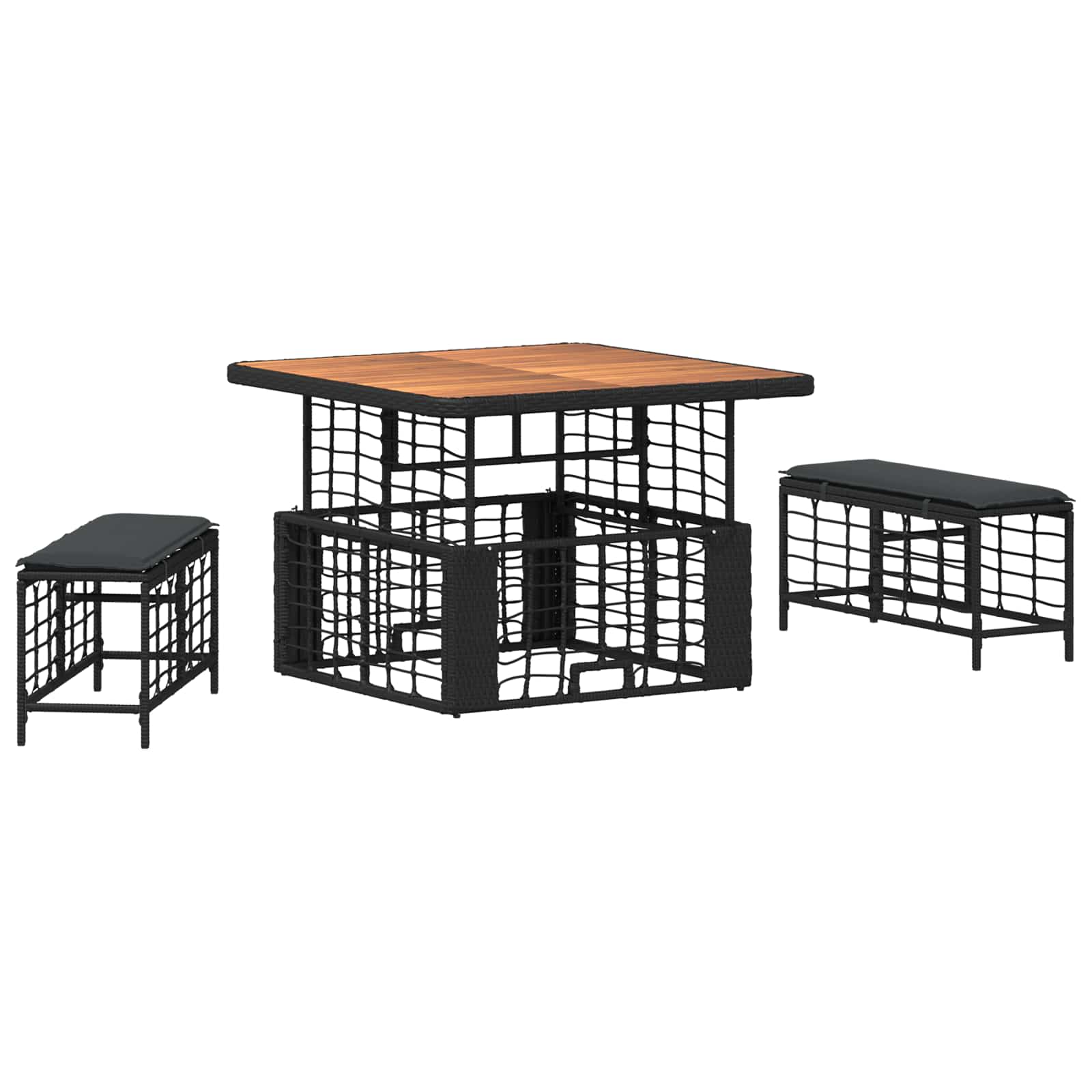 Garten Essgruppe mit Kissen 3 pcs Schwarz und Grau