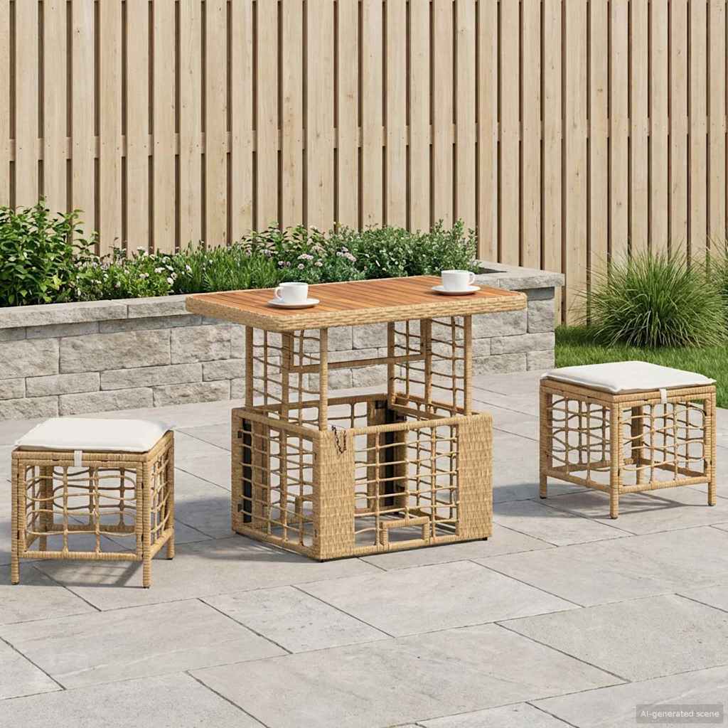 Garten Essgruppe mit Kissen 3 pcs Natur und Weiß