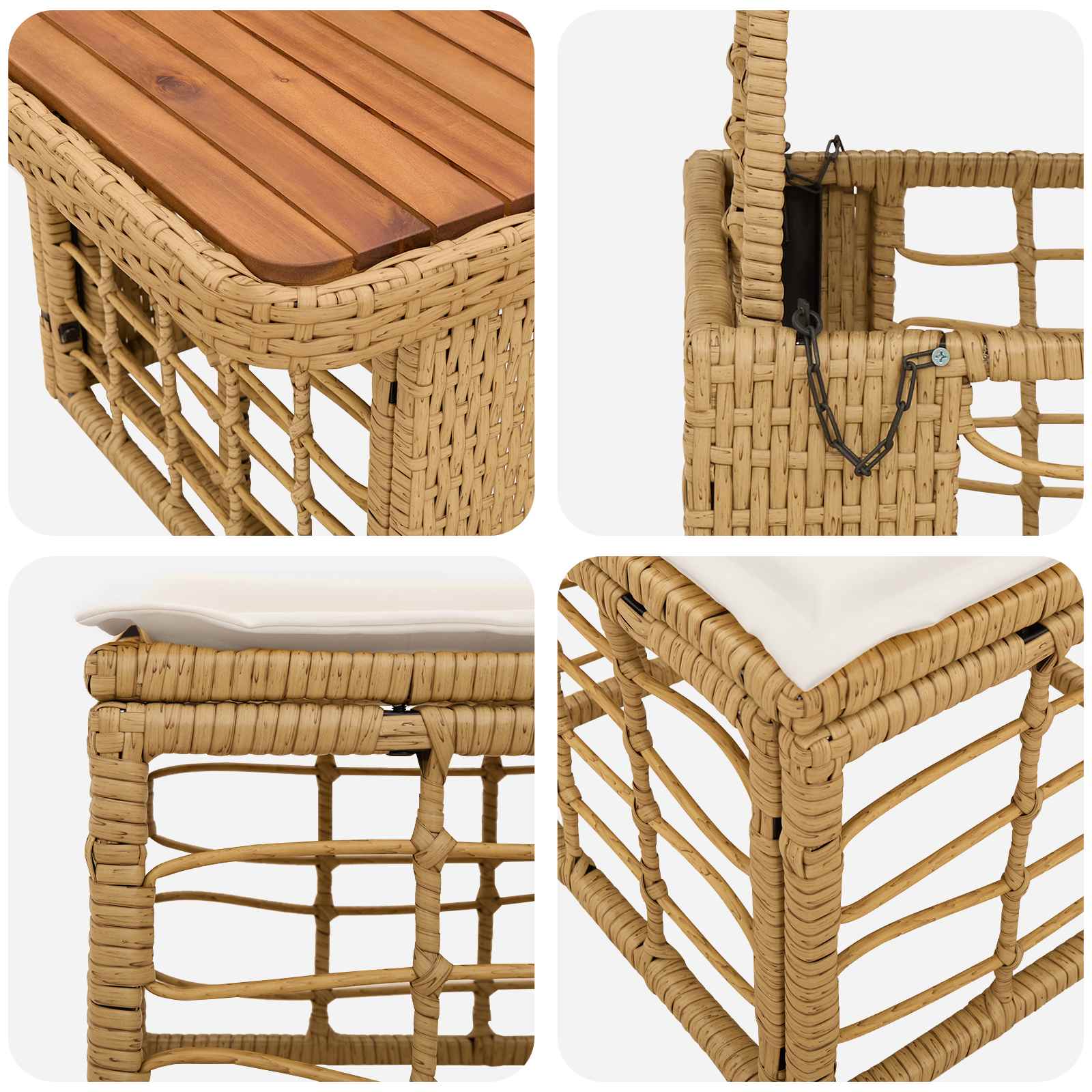Garten Essgruppe mit Kissen 4 pcs Natur und Weiß