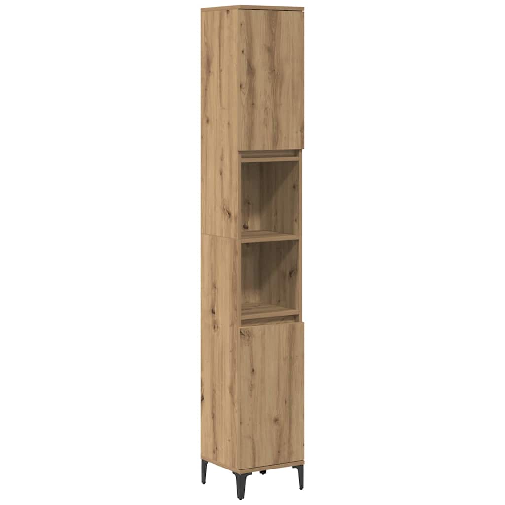 Badezimmermöbel-Set mit Regal 3 pcs Artisan-Eiche Holzwerkstoff