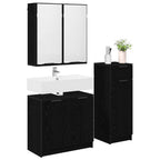 Badezimmermöbel-Set 3 pcs Schwarz Eichen-Optik Holzwerkstoff
