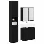 Badezimmerschrank-Set 3 Stück Schwarz Eichen-Optik Holzwerkstoff
