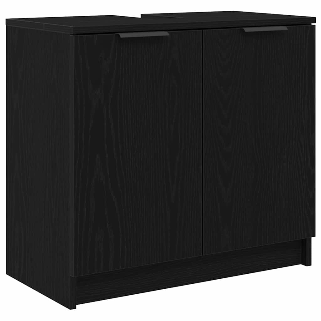 Badezimmerschrank-Set 2 Stück Schwarz Eichen-Optik Holzwerkstoff