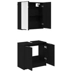 Badezimmerschrank-Set 2 Stück Schwarz Eichen-Optik Holzwerkstoff