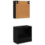 Badezimmerschrank-Set 2 Stück Schwarz Eichen-Optik Holzwerkstoff
