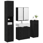 Badezimmermöbel-Set 4 pcs Schwarz Eichen-Optik Holzwerkstoff