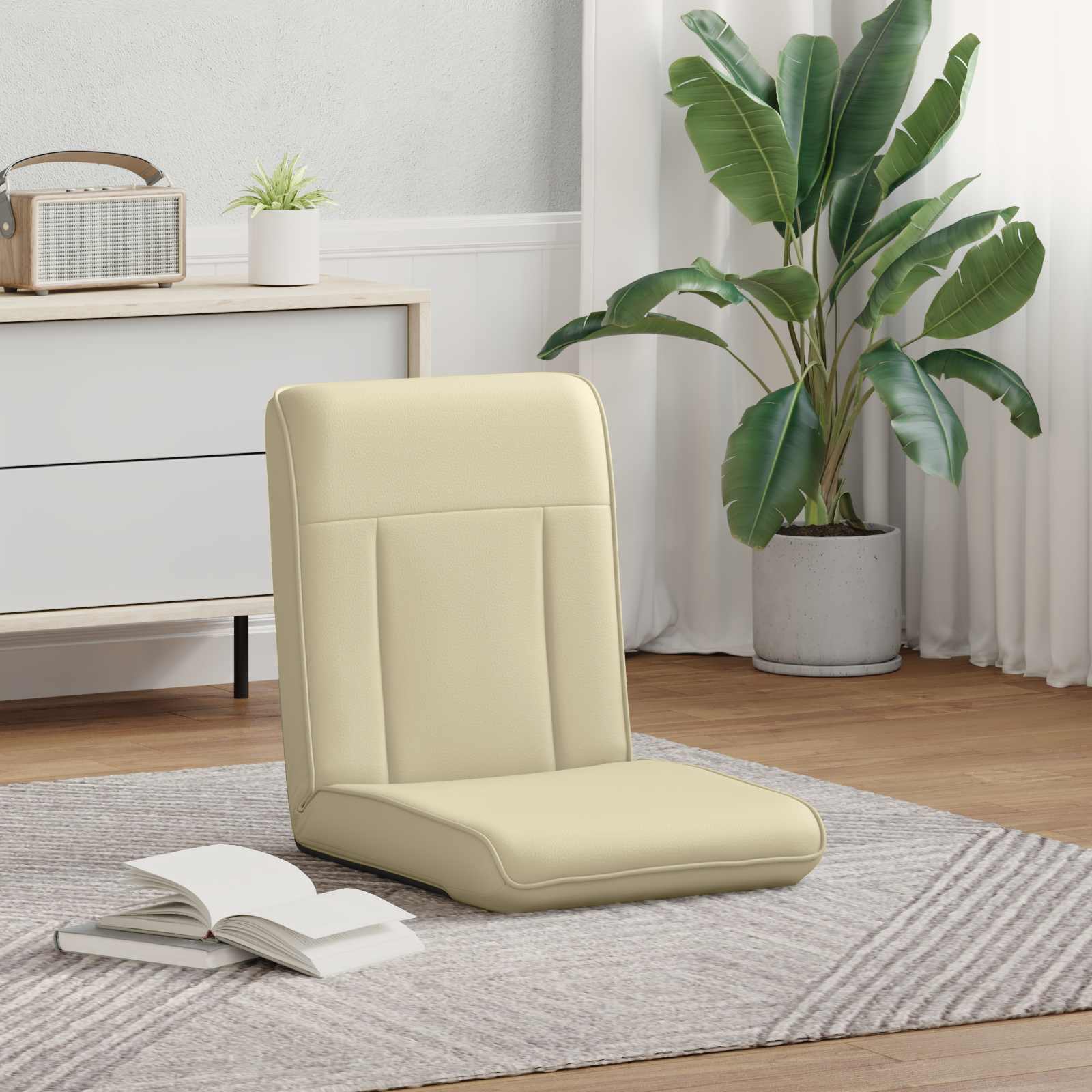 Verstellbarer Fußsessel Creme Kunstleder