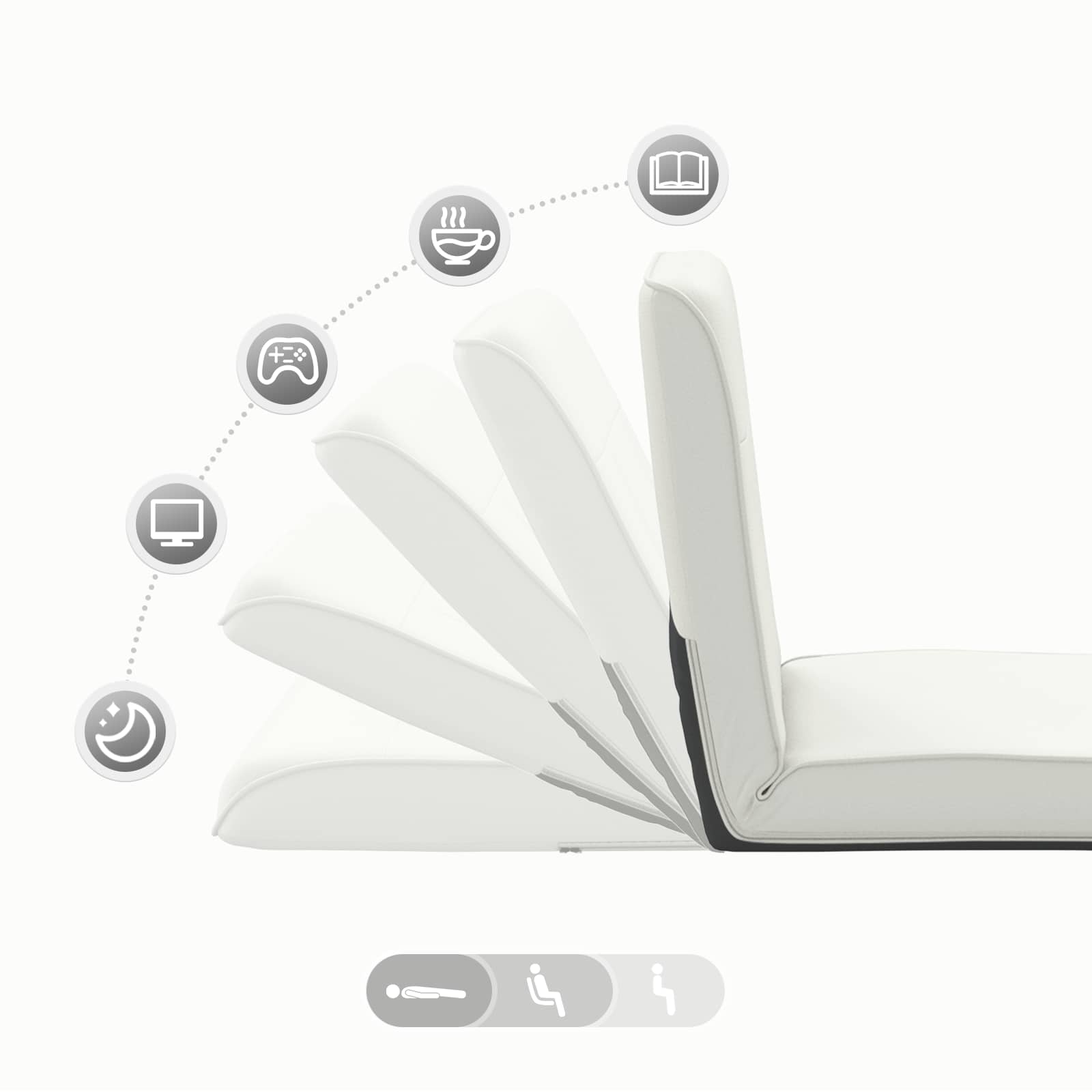 Verstellbarer Fußsessel Weiß Kunstleder