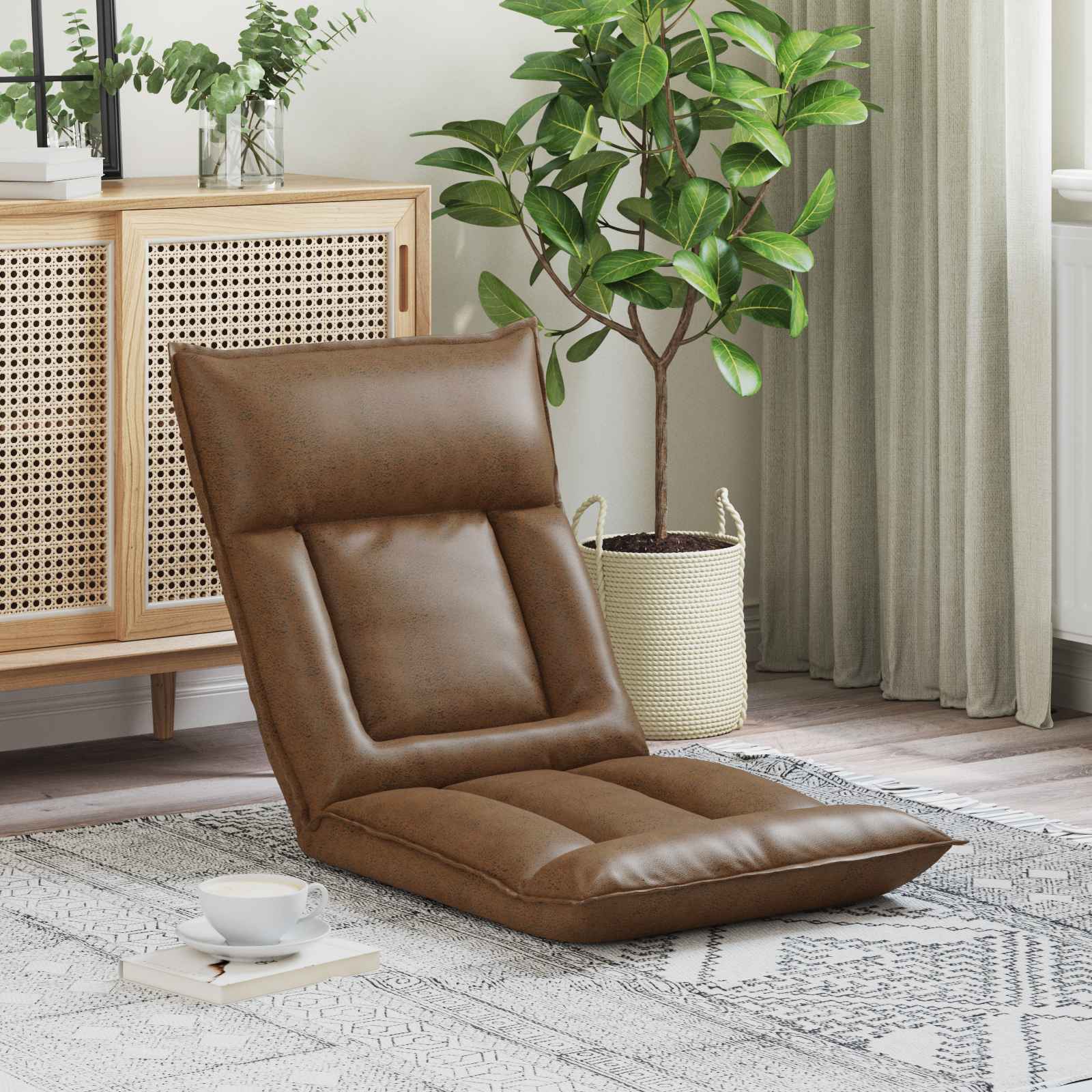 Verstellbarer Fußsessel Braun Stoff