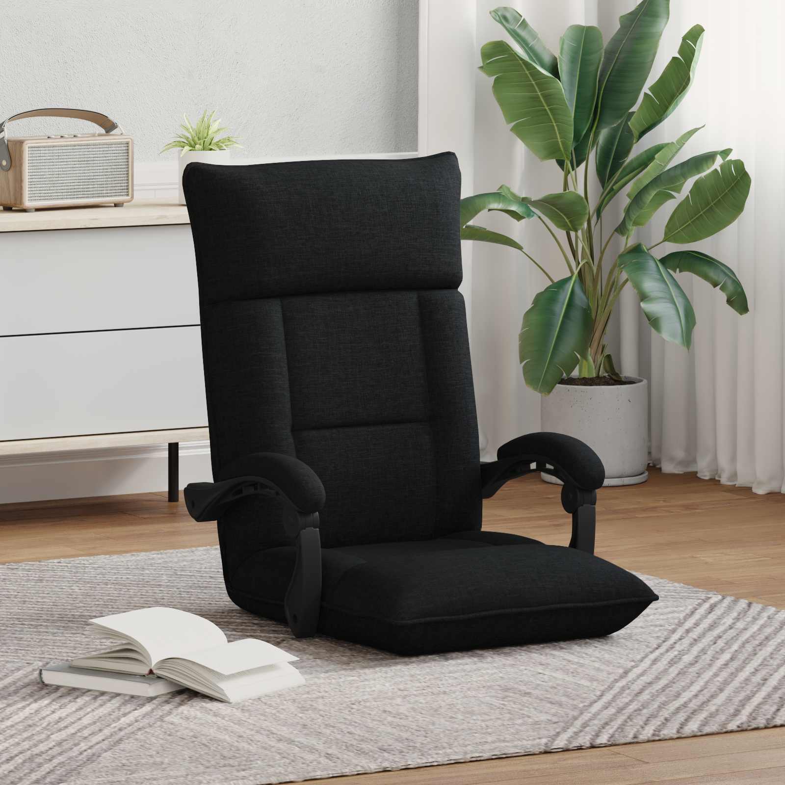 Verstellbarer Fußsessel Schwarz Stoff
