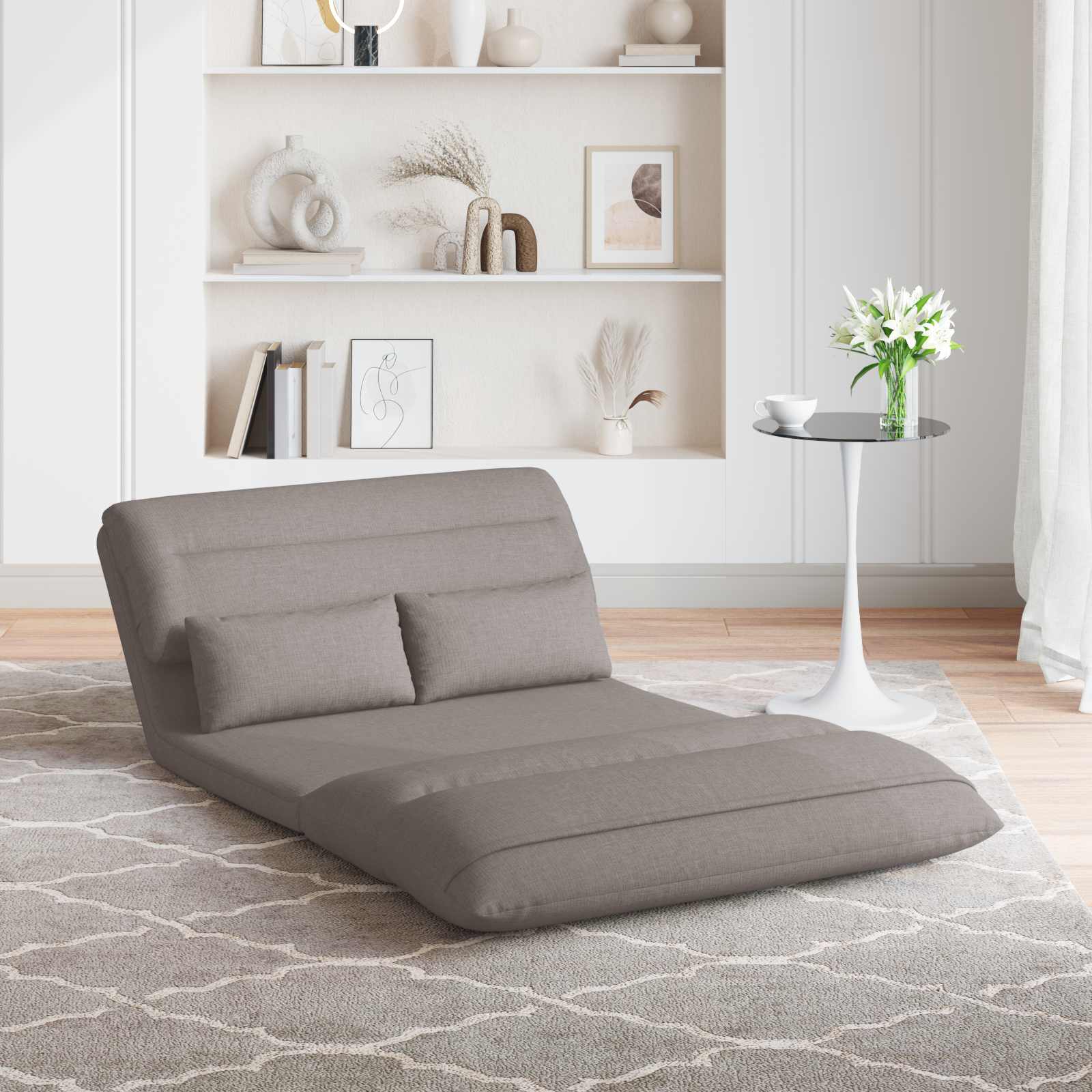 Verstellbarer Fußsessel Taupe Stoff