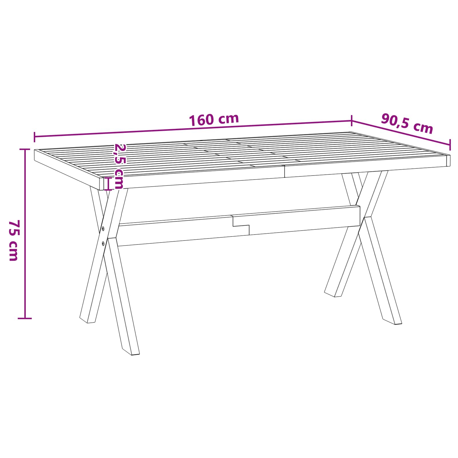 Esstisch NOAIN 160 cm Massives Kiefernholz Schwarz Rechtwinklig