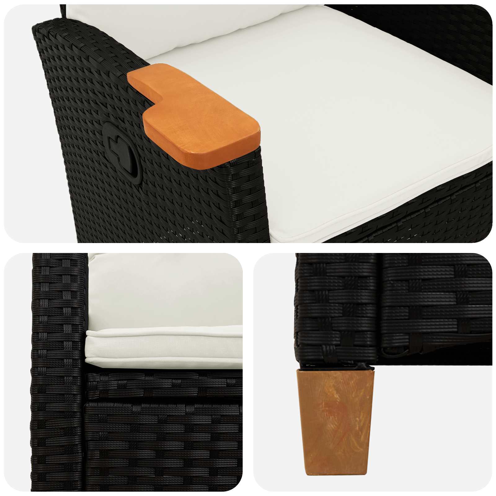 Liegestuhl mit Teeteller 62 x 64 x 112 cm Poly-Rattan