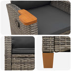 Liegestuhl mit Teeteller 62 x 64 x 112 cm Poly-Rattan