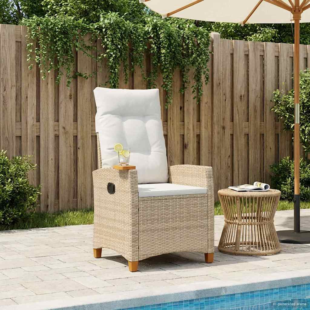 Liegestuhl mit Teeteller 62 x 64 x 112 cm Poly-Rattan