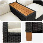 Liegebank mit Tisch Schwarz und Cremeweiß 126 x 65 x 112 cm