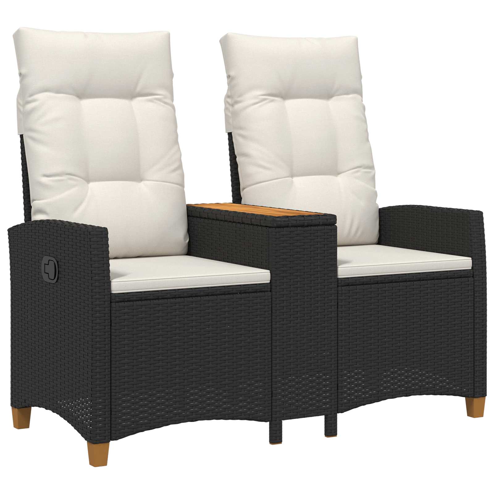 Liegebank mit Tisch Schwarz und Cremeweiß 126 x 65 x 112 cm