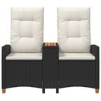 Liegebank mit Tisch Schwarz und Cremeweiß 126 x 65 x 112 cm