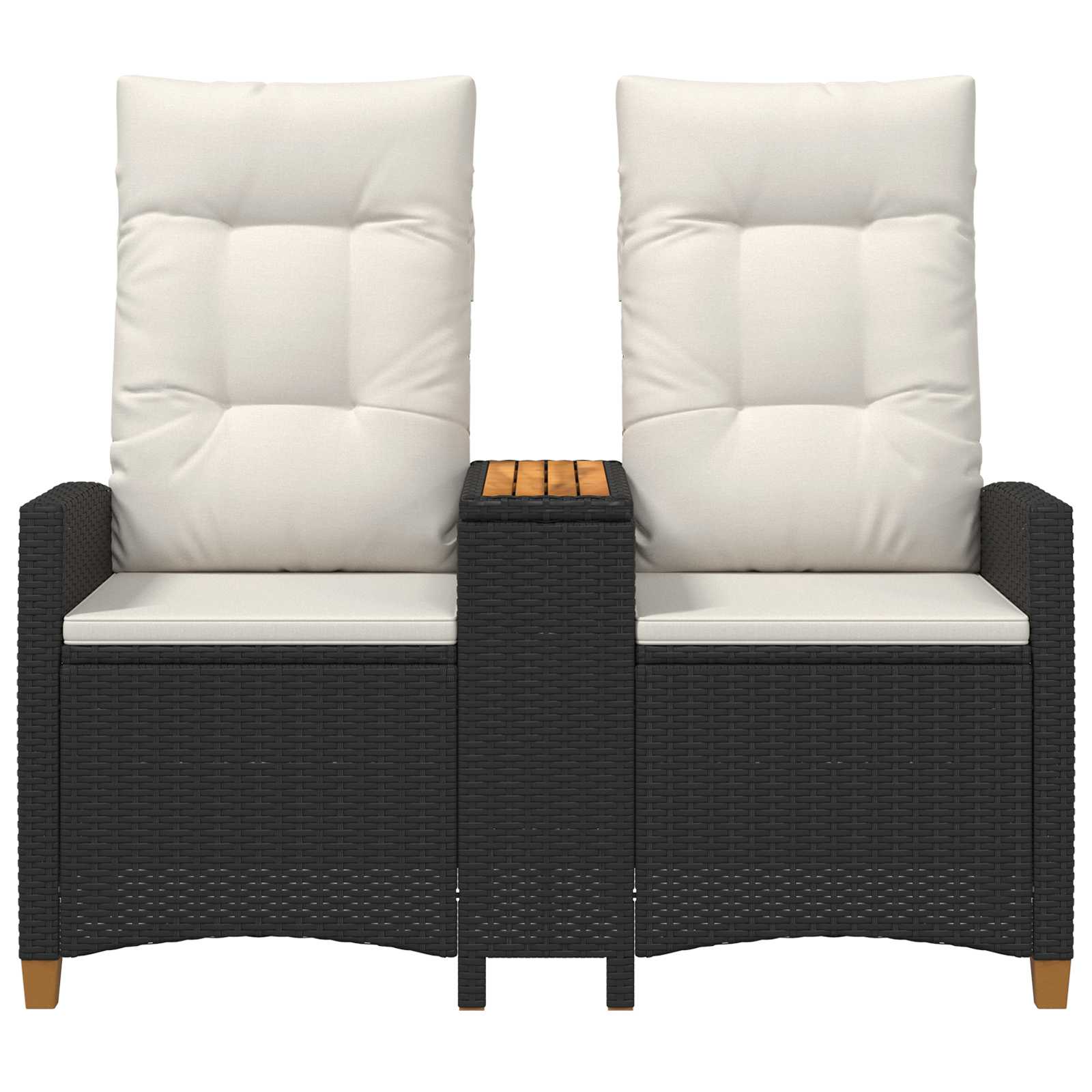 Liegebank mit Tisch Schwarz und Cremeweiß 126 x 65 x 112 cm