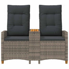 Liegebank mit Tisch Grau und Dunkelgrau 126 x 65 x 112 cm