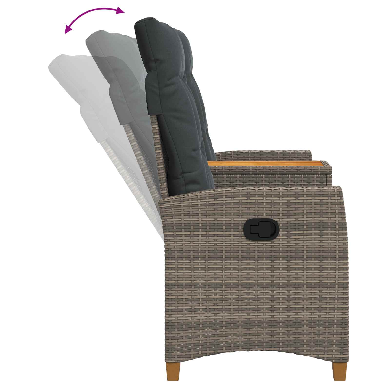Liegebank mit Tisch Grau und Dunkelgrau 126 x 65 x 112 cm