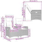 Liegebank mit Tisch Grau und Dunkelgrau 126 x 65 x 112 cm