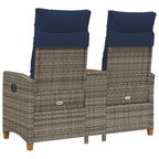 Liegebank mit Tisch Grau und Marineblau 126 x 65 x 112 cm