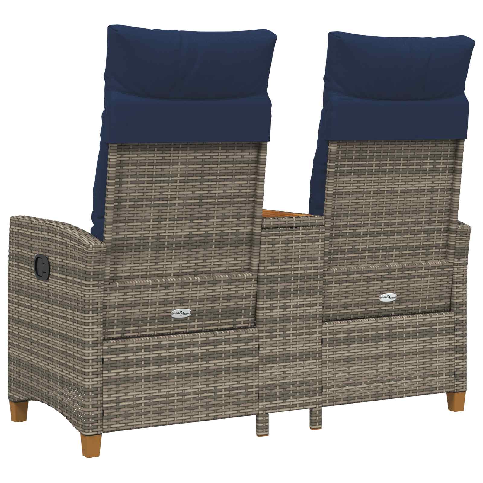 Liegebank mit Tisch Grau und Marineblau 126 x 65 x 112 cm
