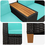 Liegebank mit Tisch Schwarz und Türkis 126 x 65 x 112 cm