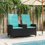 Liegebank mit Tisch Schwarz und Türkis 126 x 65 x 112 cm