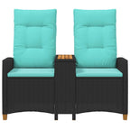 Liegebank mit Tisch Schwarz und Türkis 126 x 65 x 112 cm