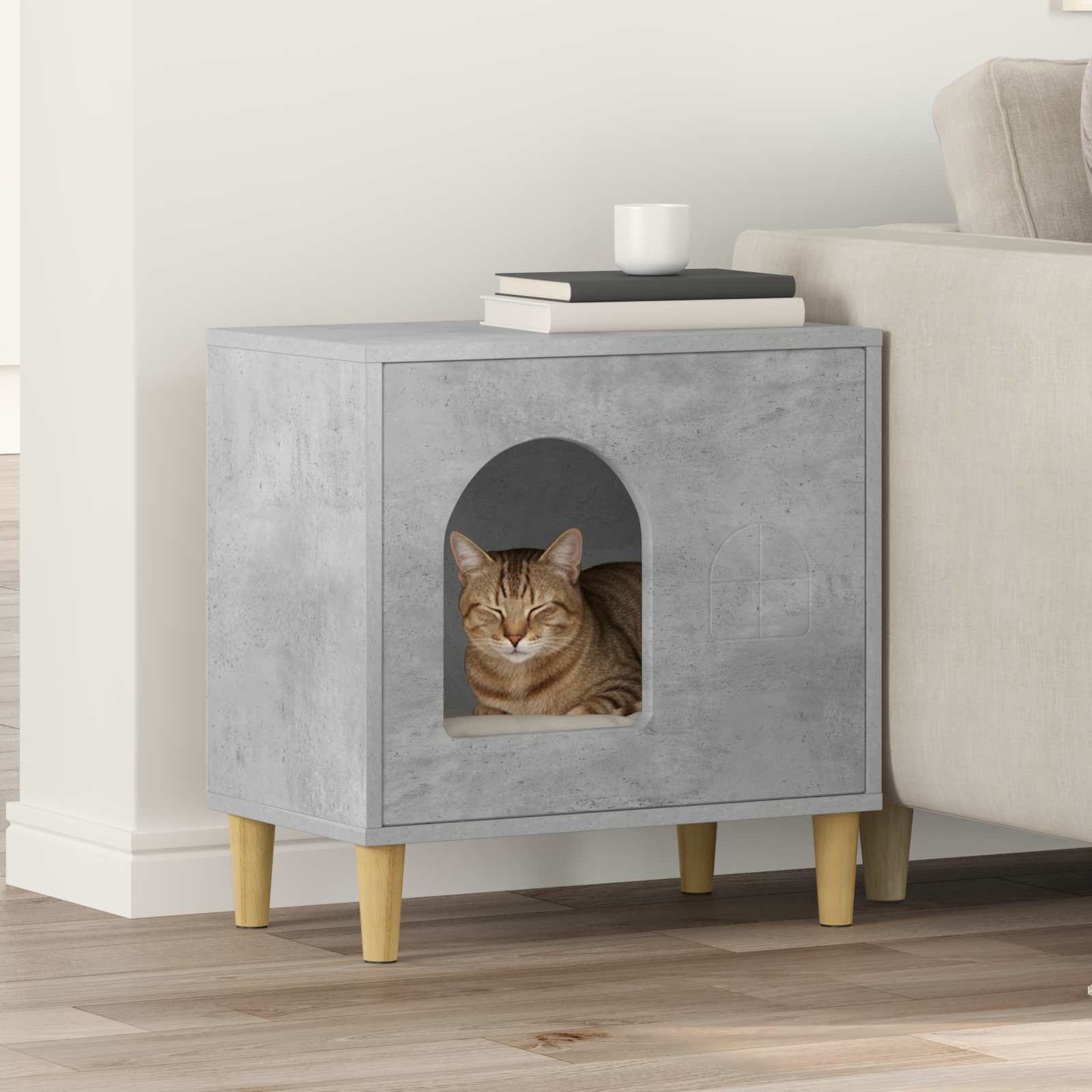 Katzenhaus Beton 51 x 30 x 52 cm Holzwerkstoff