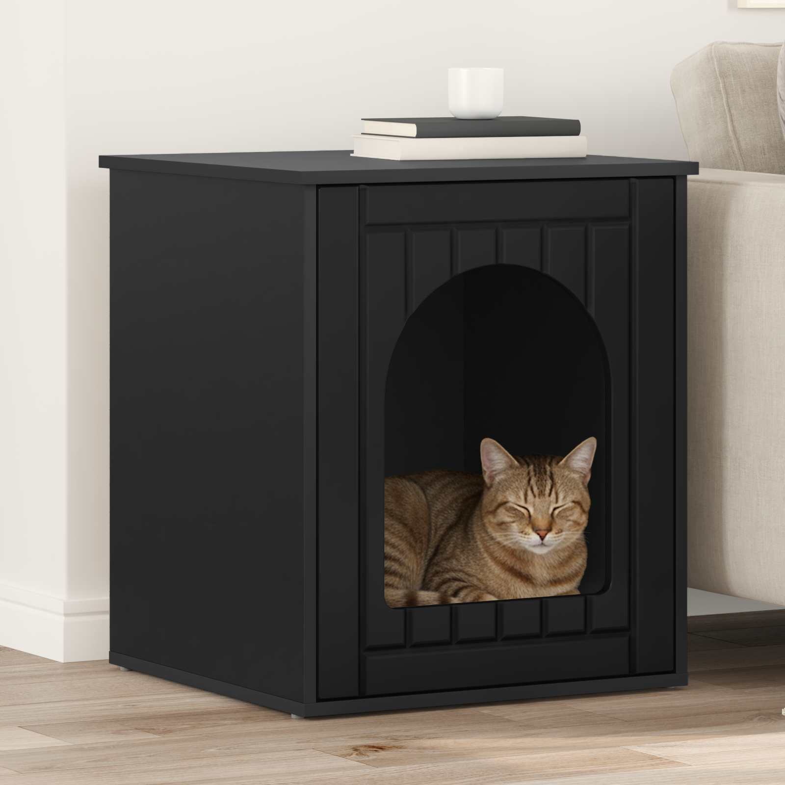 Katzenhaus Schwarz 53 x 52 x 62 cm Holzwerkstoff