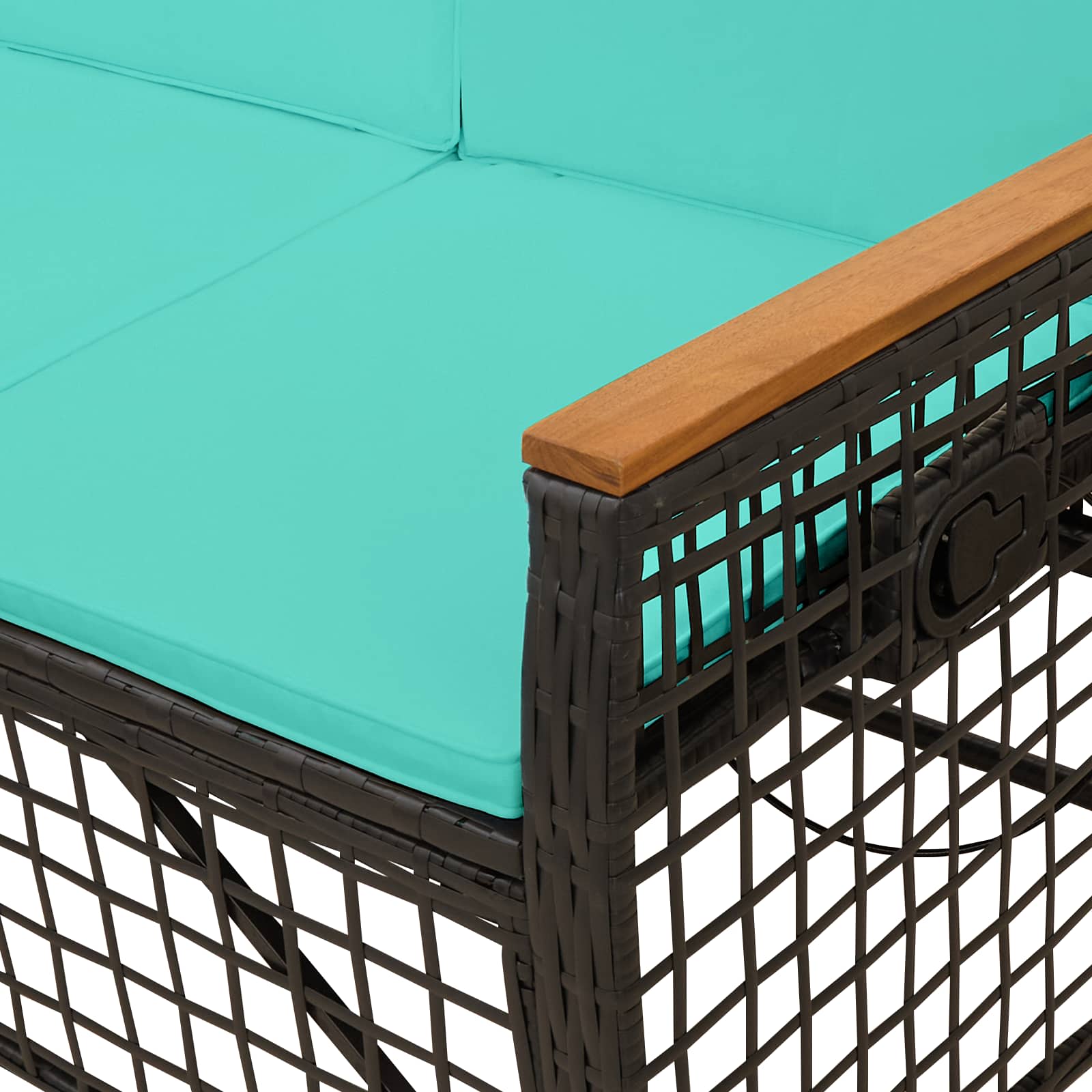 Garten Liegesofa Set Schwarz und Türkis 164 x 164 x 112 cm